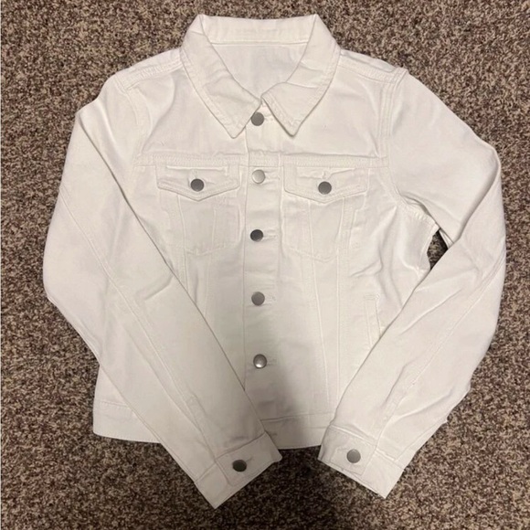 White Denim Jean Jacket Classic Button Up / Down Front Pockets - Picture 12 of 14